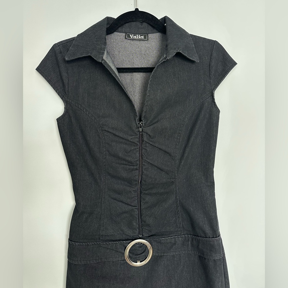 Valia Dark Denim Mini Dress with Belt - Picture 4 of 5
